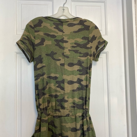 Bridgitte  Brianna Camouflage T shirt Dress Knit Size Medium pockets elastic tie - Picture 7 of 10